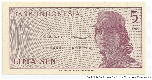 IndonesiaBN 5 Sen 1964 Banknote