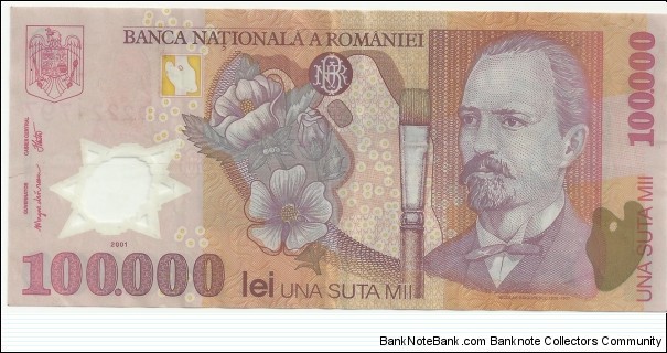 Romania 100.000 Lei 2001 Banknote