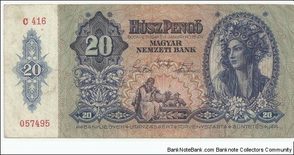 Hungary 20 Pengö 1941 Banknote