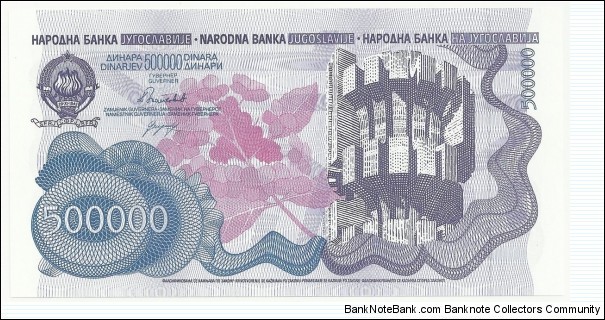Yugoslavia 500.000 Dinara 1989 Banknote