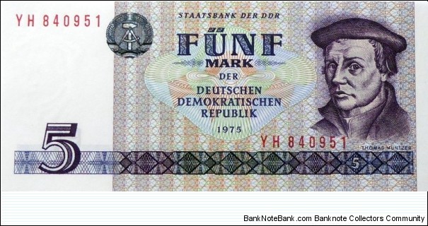 5 Mark - East Germany Banknote