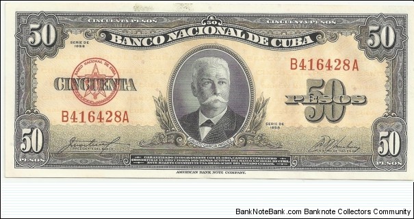 Cuba 50 Pesos 1958 Banknote