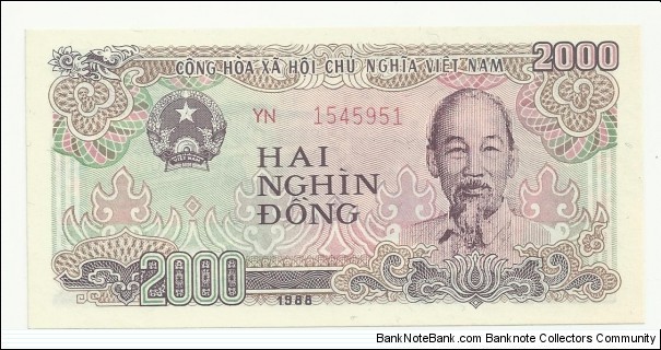 VietNam 2000 Ðồng 1988 Banknote