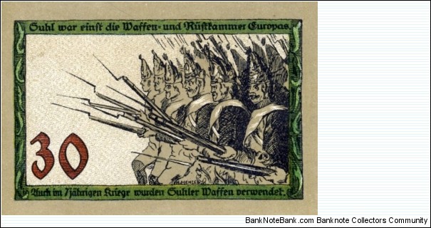 Notgeld city of Suhl - 30 Pfennig Banknote