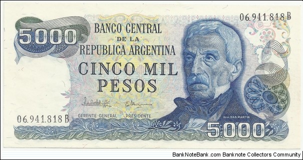Argentina 5000 Pesos ND(1976-83) Banknote