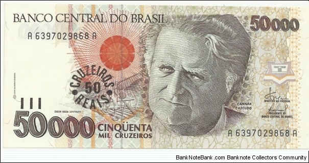 Brasil 50 Cruzeiros Reais (50000 Cruzeiros) ND(1993) Banknote