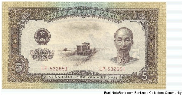 VietNam-North 5 Ðồng 1958 Banknote