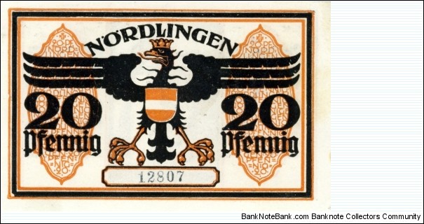 20 Pfennig Nordlingen Notgeld Banknote