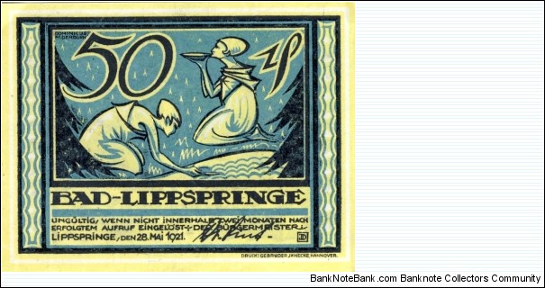 50 Pfennige Bad-Lippspringe Notgeld Banknote