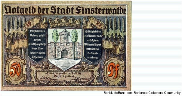50 Pf. Notgeld City of Finsterwalde Banknote
