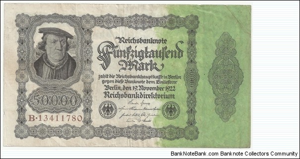 Germany-Weimar 50.000 Mark 1922 Banknote