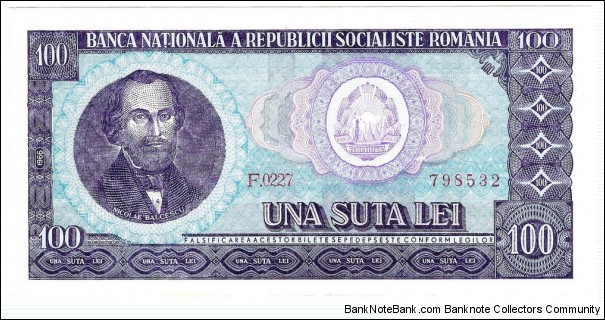 100 Lei(Socialist Republic of Romania 1966) Banknote