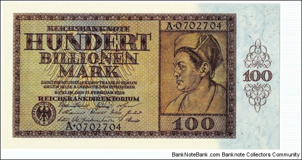 100.000.000.000.000 Mark (Modern Reprint) Banknote