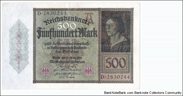 500 Mark(Weimar Republic 1922) Banknote