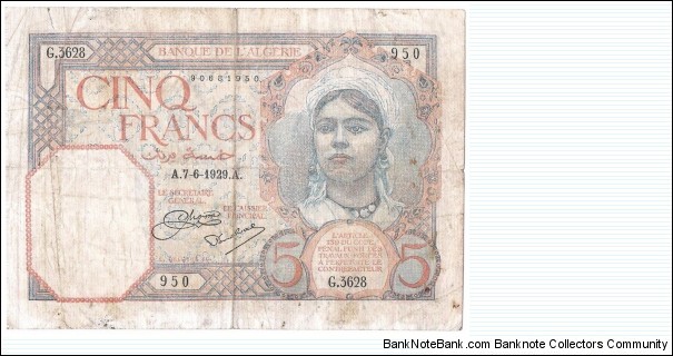 5 Francs(1929) Banknote