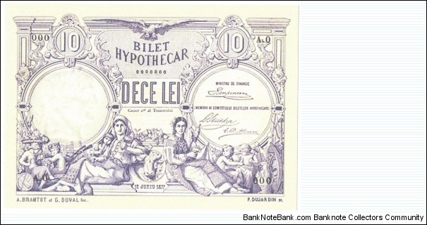 10 Lei(Bilet Hypothecar 1877/Reproduction) Banknote
