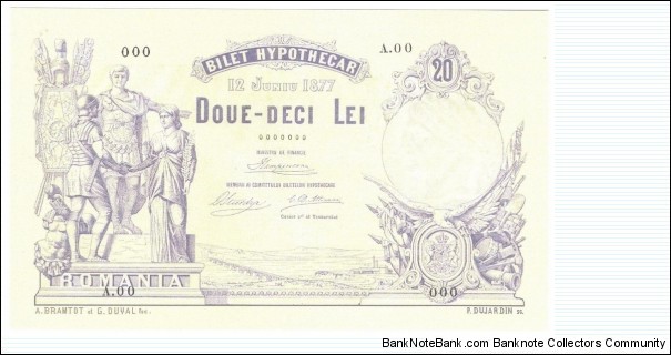 20 Lei(Bilet Hypothecar 1877/Reproduction) Banknote