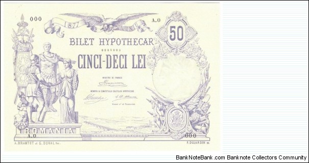 50 Lei(Bilet Hypothecar 1877/Reproduction) Banknote
