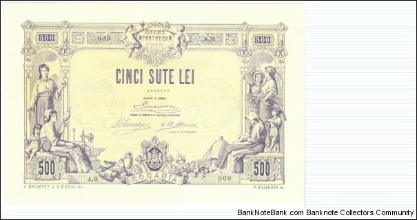 500 Lei(Bilet Hypothecar 1877/Reproduction)  Banknote
