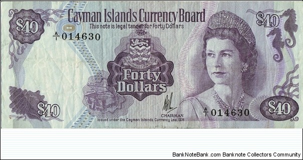 Cayman Islands N.D. 40 Dollars.

One of the strangest denominations in the entire British Commonwealth banknote series. Banknote