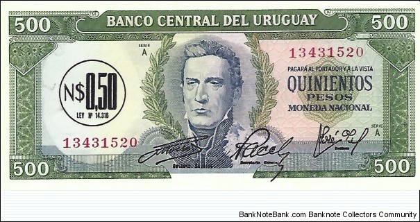 URUGUAY 1/2 New Peso
1975 Banknote