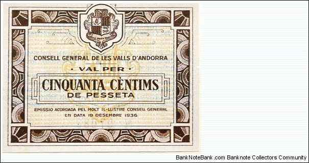 50 Centims (2nd Issue / Official Reproduction) Banknote