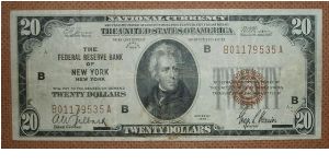 20 Dollars, National Currency NYC Banknote