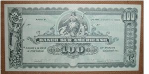 100 Sucres. Elaborate engraving. Banknote