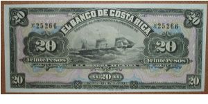 20 Pesos, with ship and woman. Banknote