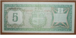 5 Florin, the first issued Aruba note. Banknote