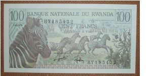 100 Francs, zebras. Banknote