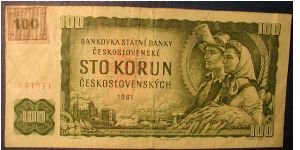 Czech Republic 100 Korun changeover currency stamped. Banknote