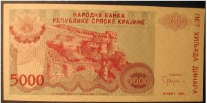 Croatia 5000 Dinara 1993 Banknote