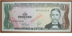 1 Peso Oro, Specimen Banknote