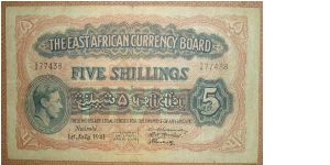 East Africa 5 Shillings, gorgeous. Banknote