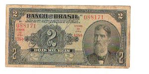 2.000 MIL REIS - PRIMEIRA ESTAMPA -BANCO DO BRASIL R194A - MBC. Banknote