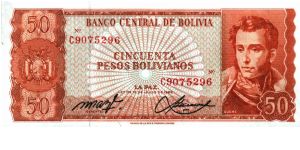 Bolivia - 50 Pesos Bolivianos - 1962 - P-162a Banknote