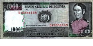 Bolivia - 1.000 Pesos Bolivianos - 1964 - P-167 Banknote