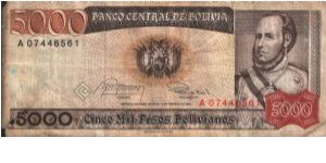 Bolivia - 5.000 Pesos Bolivianos - 1981 - P-168 Banknote
