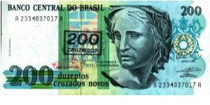 Brazil - 200 Cruzeiros - 1990 - P-225b Banknote