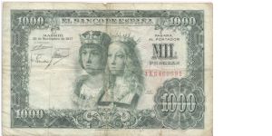 1000 Pesetas Spain 1957 Banknote