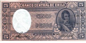 Chile * 5 Pesos * 1958-1959 * P-119 Banknote