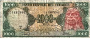 Ecuador * 1.000 Sucres * Sep 29, 1986 * P-125a Banknote