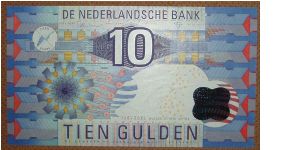 10 Gulden, modern geometric designs. Banknote