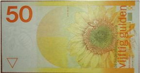 50 Gulden, sunflower & bee. Buzzzzzzz... Banknote