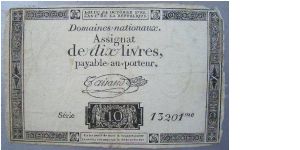 10 Livres, incredibly old. Banknote