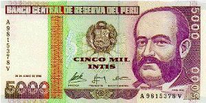 5.000 Intis * 1988 * P-137 Banknote