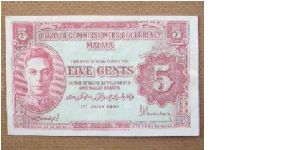 Malaya 5 Cents Banknote