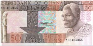 1980 50 Cedis from Ghana. Banknote