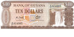 1992 Series $10 Bank of Guyana note. P-23f Banknote